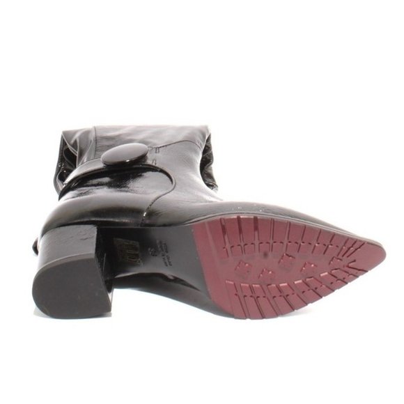 Isabelle 416a Black Patent Leather Stretch Zip Pointy Heel Boot - Picture 8 of 8